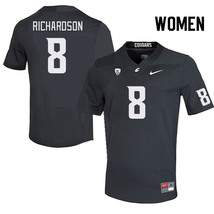 Women #8 Devin Richardson Washington State Cougars College Football Jerseys Stitched Sale-Charcoal